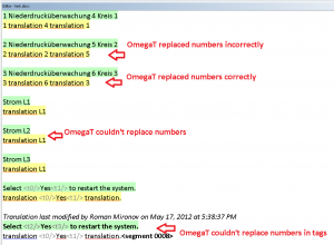 Using Automatic Number Replacement In OmegaT Translation Program 300x220