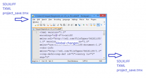 Making global changes to SDLXLIFF, TXML, or TMX files