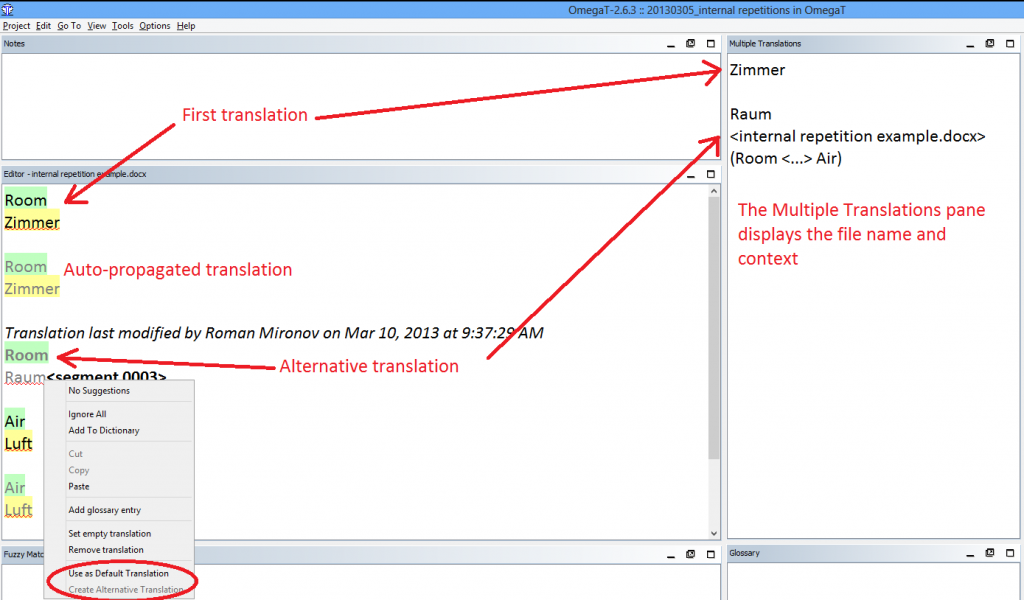 Read This if You Hate to Translate Internal Repetitions Internal repetitions in OmegaT explained