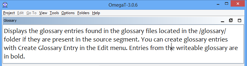 OmegaT glossary view